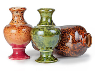 three ceramic vases one lying