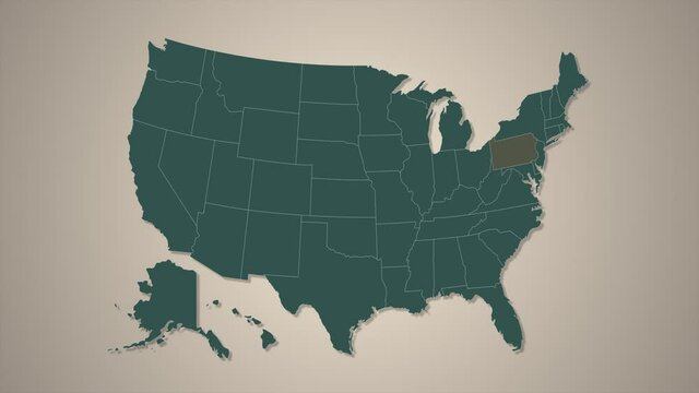 2D map of the United States. Pennsylvania