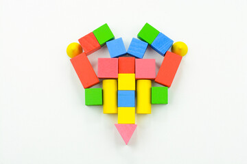 Heart shape created using wooden blocks
