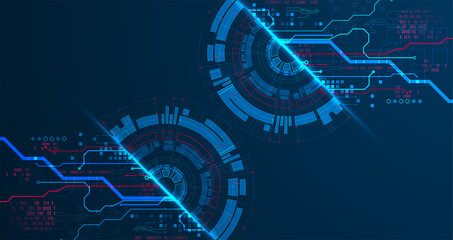 Abstract half-circle technology circuit board. Communication concept.