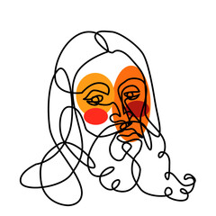 Man face continuous line drawing. Abstract minimal man portrait,Inspired by the face of jesus,ace line art vectors, Logo, icon, label.