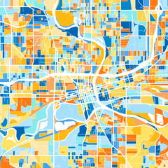 Art map of DesMoines, UnitedStates in Blue Orange