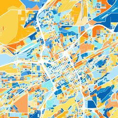 Art map of Birmingham, UnitedStates in Blue Orange - obrazy, fototapety, plakaty