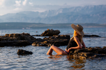 Beauty in the sea - woman enjoy the summer in the water