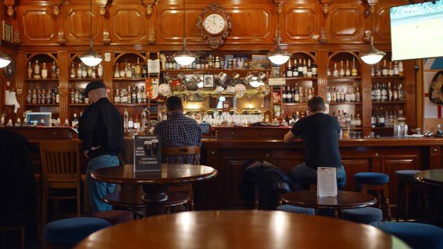 Modern beer bar with vintage interior and some visitors