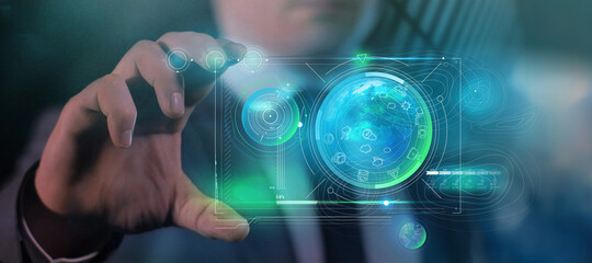 The device of the future with a projection of the earth.