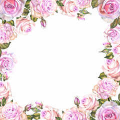 pink roses frame