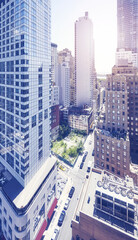 Fototapeta na wymiar New York City diverse architecture, color toning applied, USA.