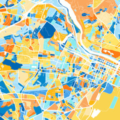 Obraz premium Art map of Augusta, UnitedStates in Blue Orange