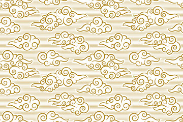 Seamless pattern in oriental style, chinese clouds background.