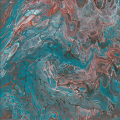 Ocean waves, abstract painting with fluid paint, blues, flowing, water