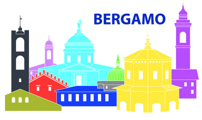 Colorful skyline of the Upper Town in Bergamo, Lombardy. Italy