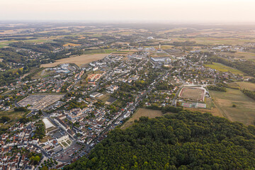 Aerial view of Saint-aignan-sur-cher, old castel and river the Cher, in the loir-et-cher