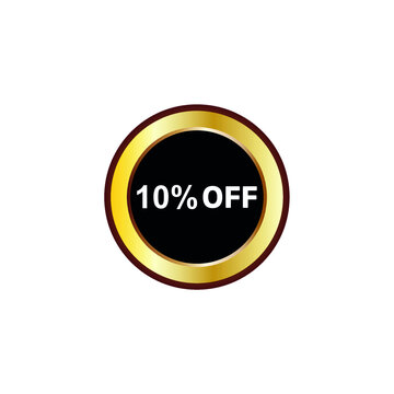 10 percent off sign with gold and white color