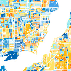 Art map of CapeCoral, UnitedStates in Blue Orange