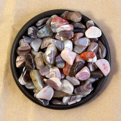 Natural Agate, various types and color, gems mineral collection as nice natural background on black...