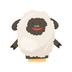 Hand or finger puppets play doll sheep. Cartoon color toy for children theater, kids games. Vector cute and funny animal character, isolated icon on white background