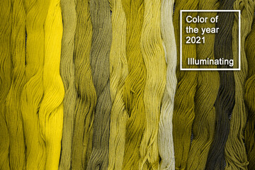 Colorful cotton craft threads. Color of the year 2021