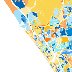 Art map of Oceanside, UnitedStates in Blue Orange