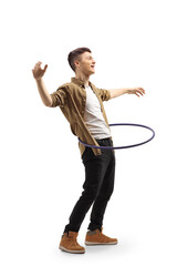 Full length shot of a happy young man spinning a hula hoop © Ljupco Smokovski