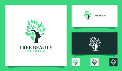 natural health and beauty. Head face with leaf concept vector logo illustration design for spa, beauty and cosmetic