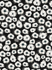 Beautiful watercolor pattern with anemones flowers on black background