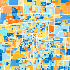 Art map of Springfield, UnitedStates in Blue Orange - obrazy, fototapety, plakaty