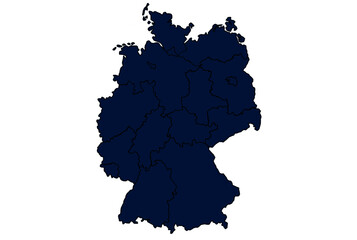 Deutschland Karte und Bundesländer Landkarte Vektor  dunkel