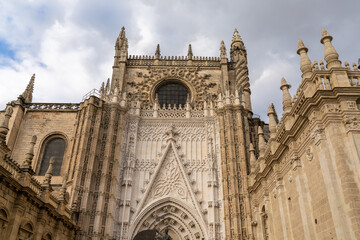 Fototapeta premium detail view of the landmark historic cathedral in Seville