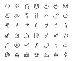 Restauran icon set. food and drink icon for computer, web and mobile app 