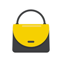 Fashionable elegant women's bag in yellow and gray colors, isolated on a white background. Stylish women's accessory. Cute vector illustration in flat style