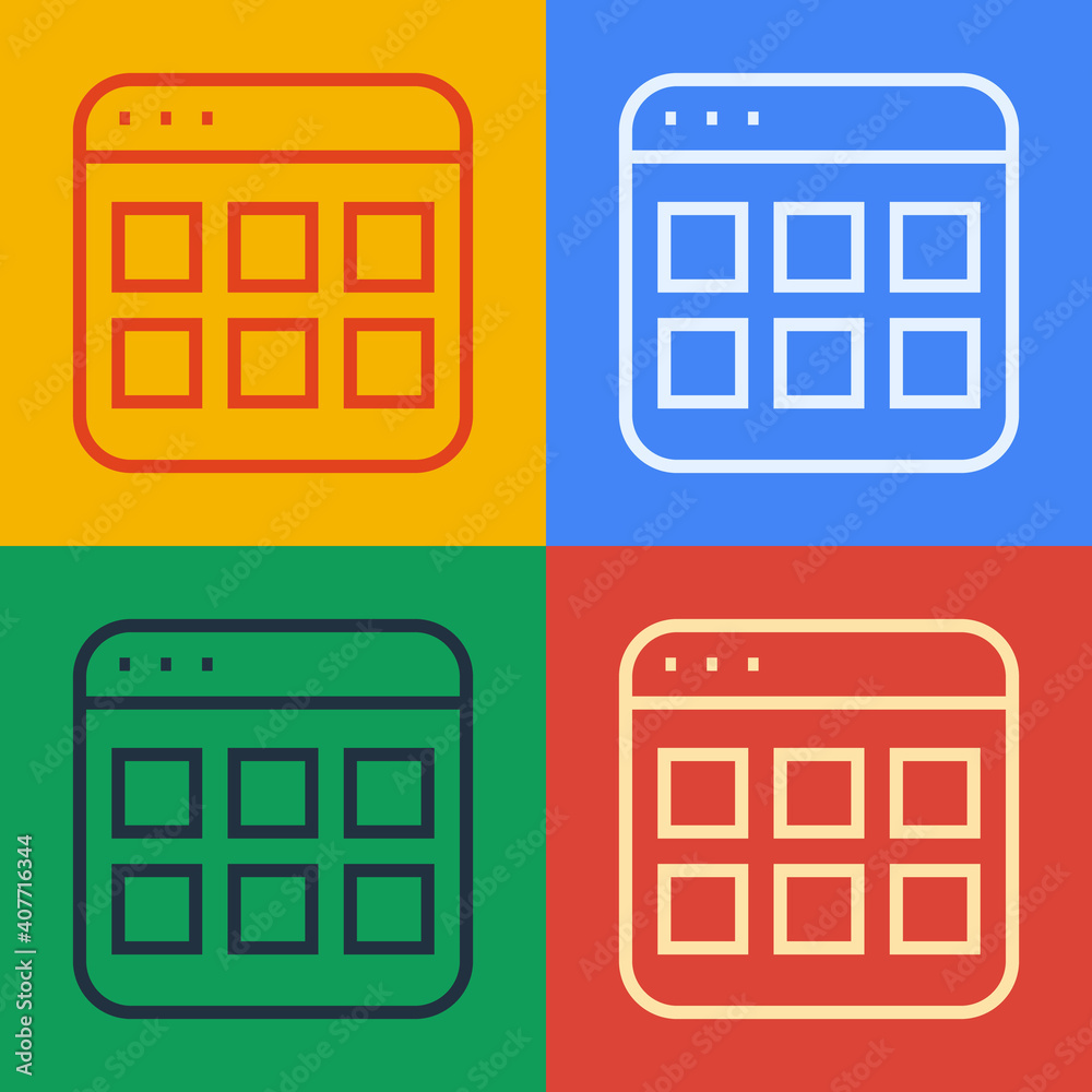 Poster pop art line browser files icon isolated on color background. vector.