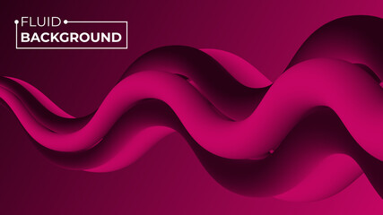 Modern purple background with 3d wavy fluid. Smooth flowing fluid vector element.