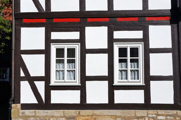 Wall of medieval half-timbered house in Goslar, Germany.