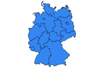 Deutschland Karte und Bundesländer Landkarte Vektor blau