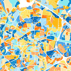Art map of Cary, UnitedStates in Blue Orange