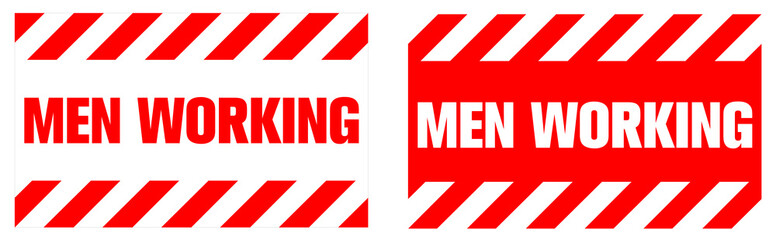 Men working warning sign. EPS10 vector illustration.