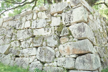 Stone wall of Hiroshima castle in Hiroshima prefecture, Japan - 広島城 広島県 日本