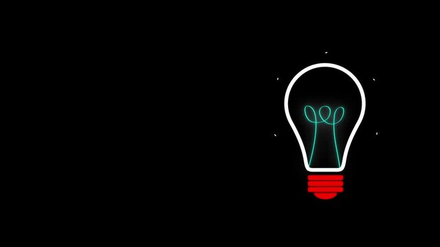 Lightbulb graphic animation. Beams directed in different directions. An icon that emphasizes the importance of something. Blank space to insert your text.