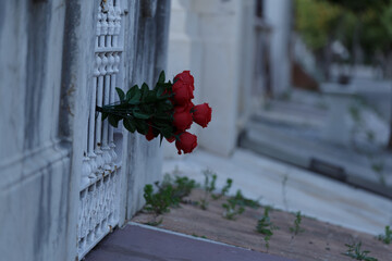 Visita al cementerio al atardecer