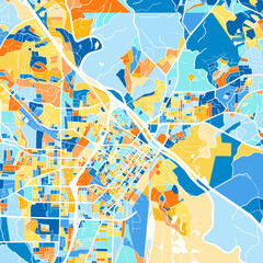 Art map of Macon, UnitedStates in Blue Orange