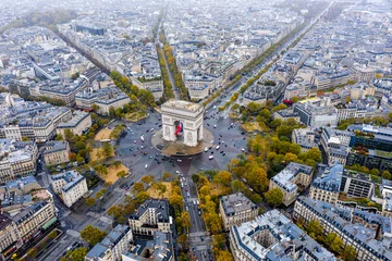Türaufkleber Paris Aerial view of Arc de Triomphe, Paris