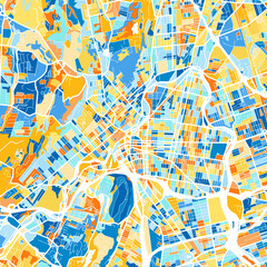 Art map of Paterson, UnitedStates in Blue Orange