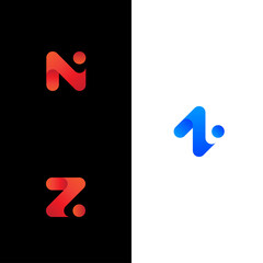 Gradient N NI Z logo icon vector modern concept - obrazy, fototapety, plakaty