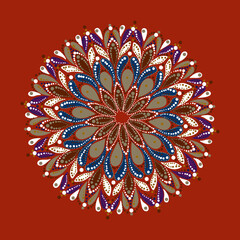 Round ornament design, ethnic mandala. Vector illustration.round folk pattern vector sketch illustration