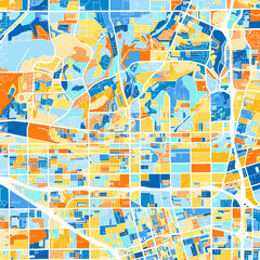 Art map of Fullerton, UnitedStates in Blue Orange