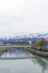 Austrian cityscapes in Easter with Gray Skies and Churches