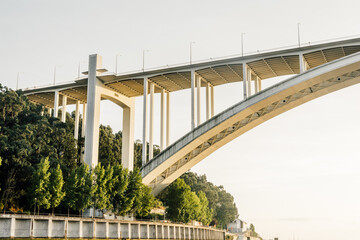 Closeup shot of the Arrabida bridge in Porto, Portugal