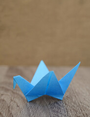 Fototapeta na wymiar a blue origami crane