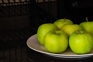 Granny Smith Apples on a Plate